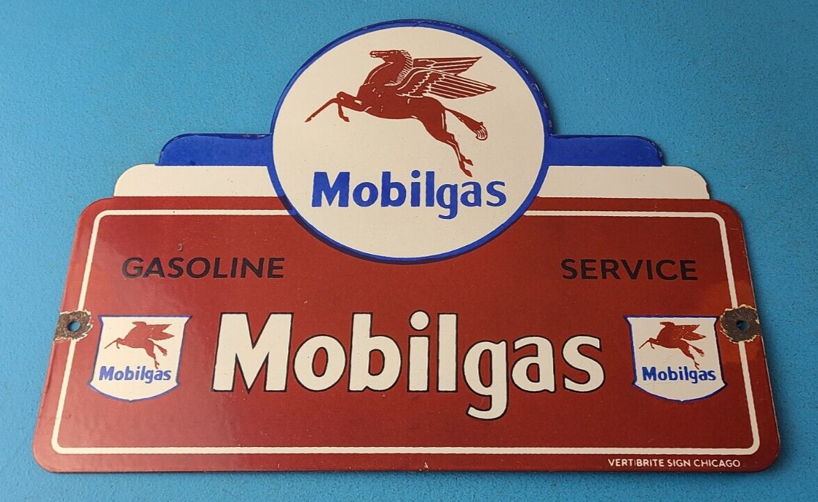 Vintage Mobilgas Porcelain Sign - Mobil Pegasus Porcelain Gas Pump Plate Sign