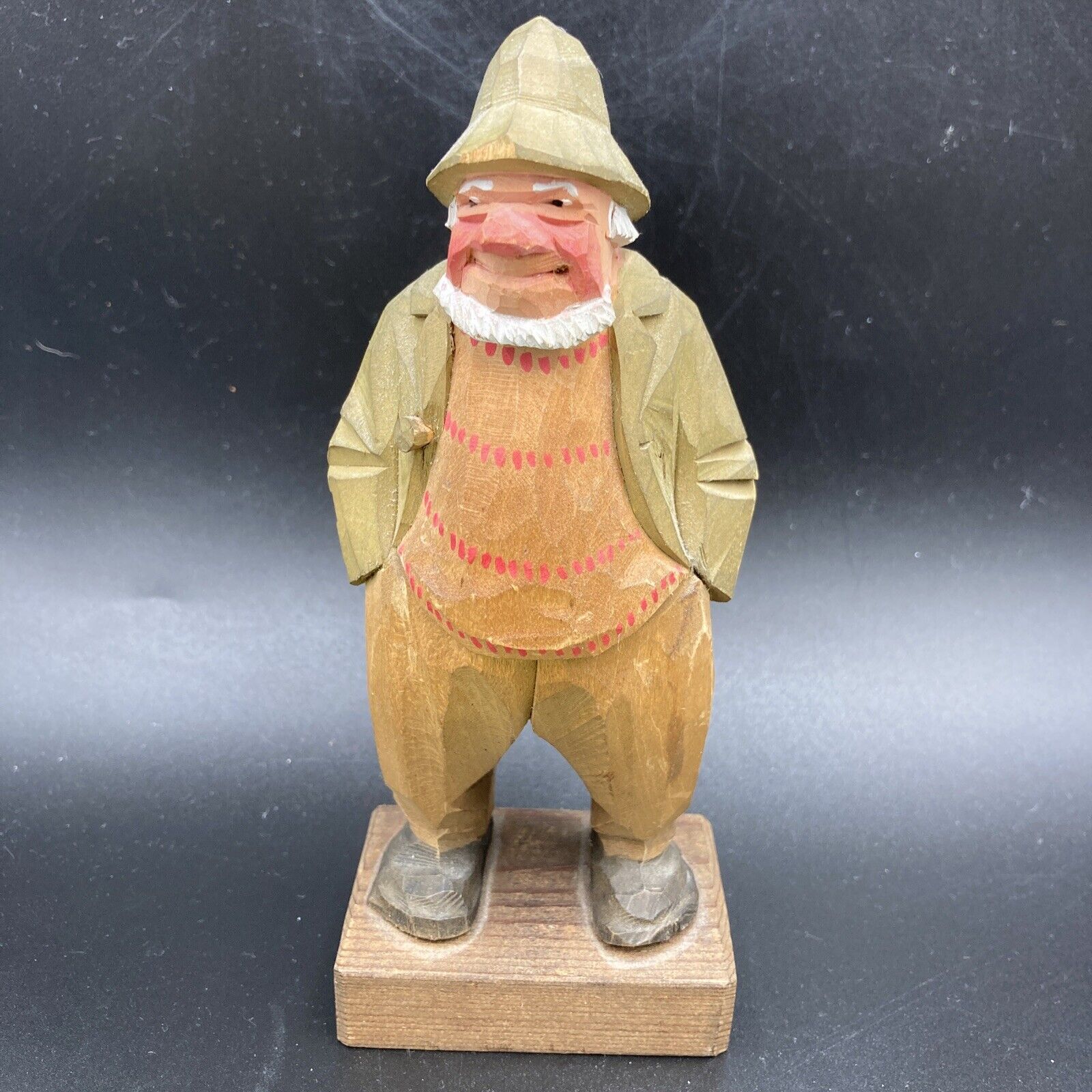 1958 C O Trygg Sweden Signed Carved Fisherman As Is Paint chips about 6” T