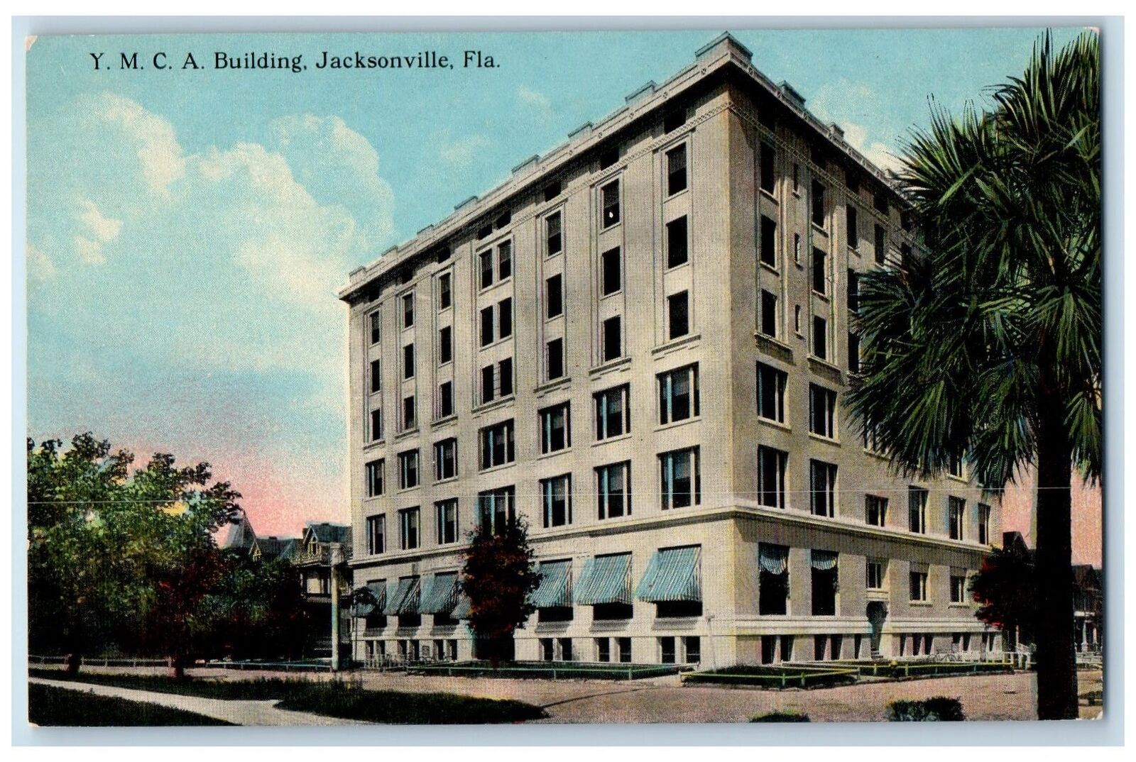 c1950\'s YMCA Building Road Pathways Trees View Jacksonville Florida FL Postcard
