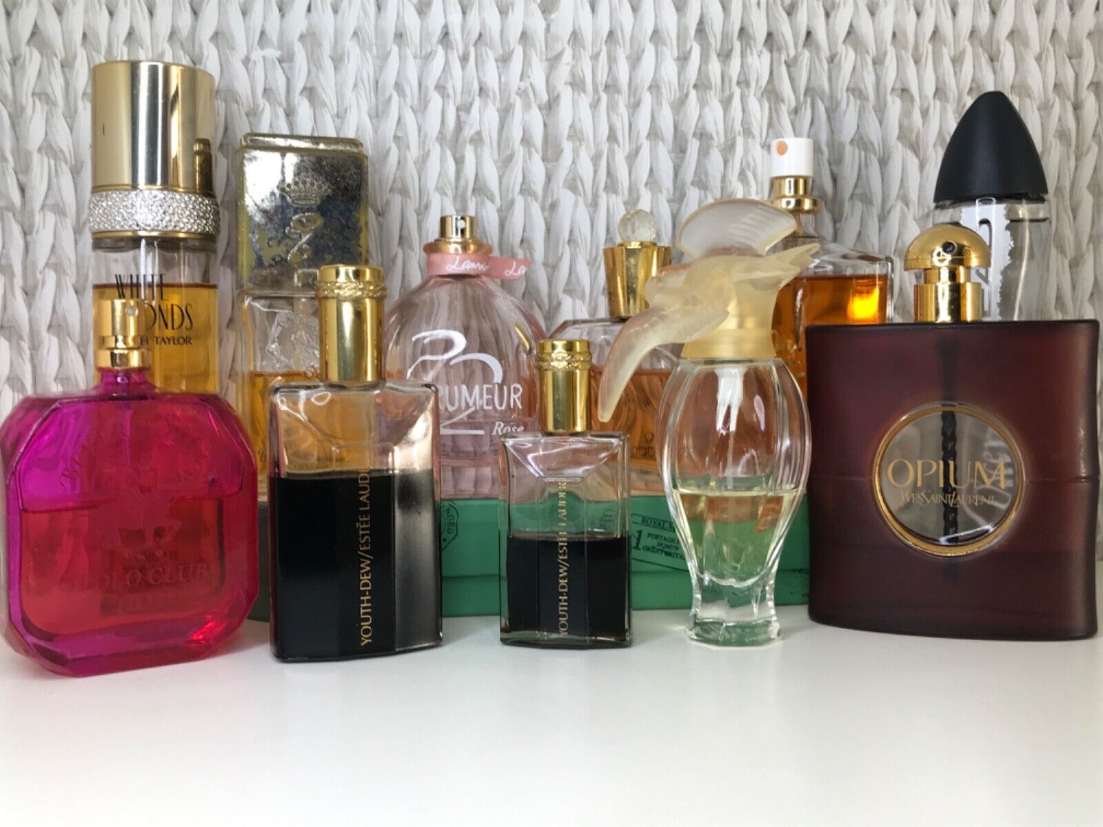 Lot of 11 Perfumes ELIZABETH TAYLOR, ESTEE LAUDER, YSL OPIUM, mostly vintage