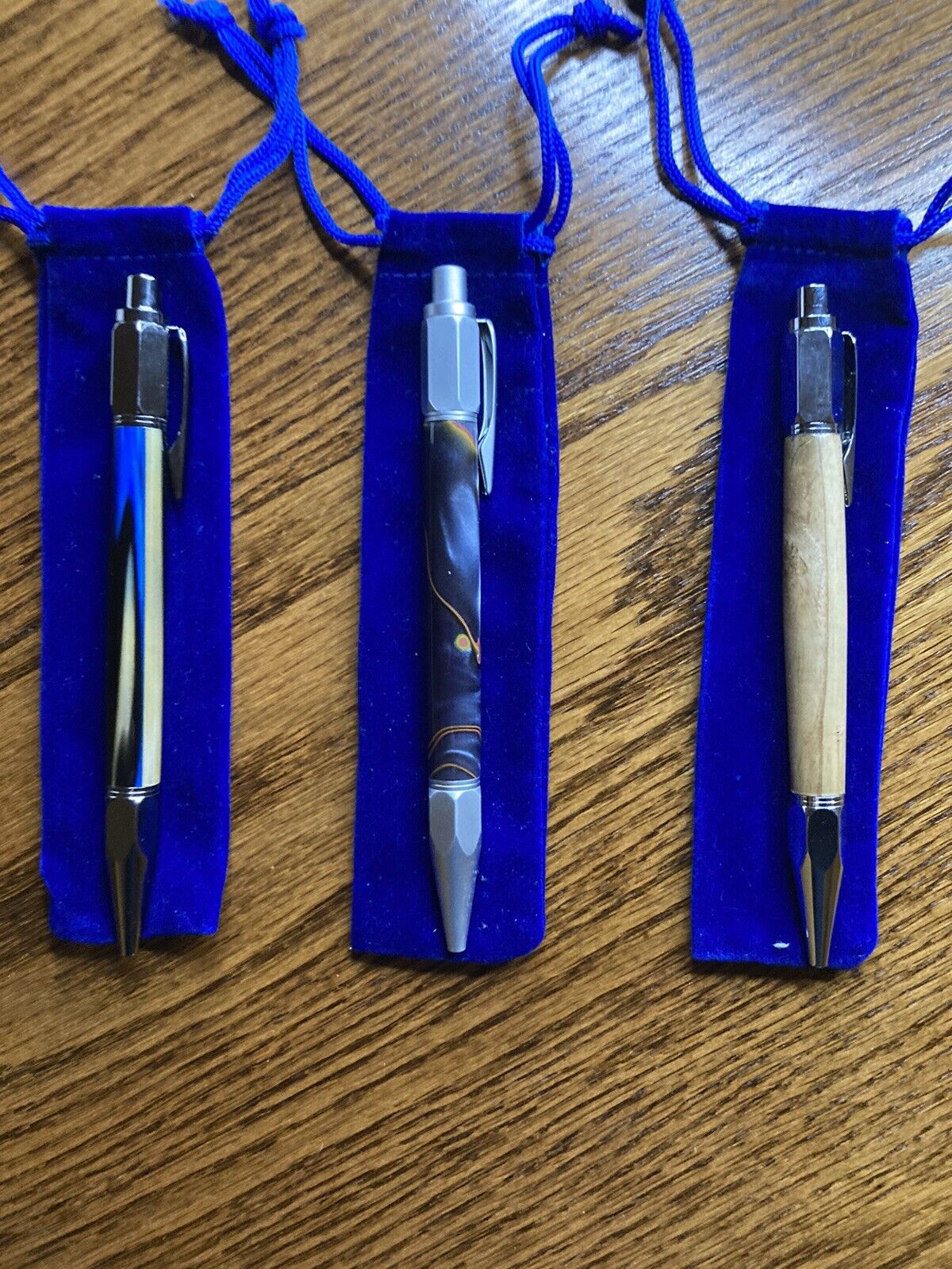 Handmade Vertex Click Pens With Holsters- Gun Metal- Lot Of 3