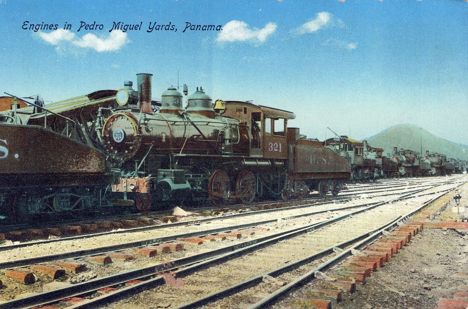 PANAMA - Engines In Pedro Miguel Yards Postcard - 1919