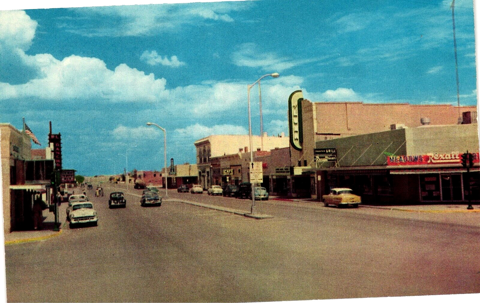 Main Business Street Deming NM Shops 1950s Cars Antique Chrome Postcard Unused