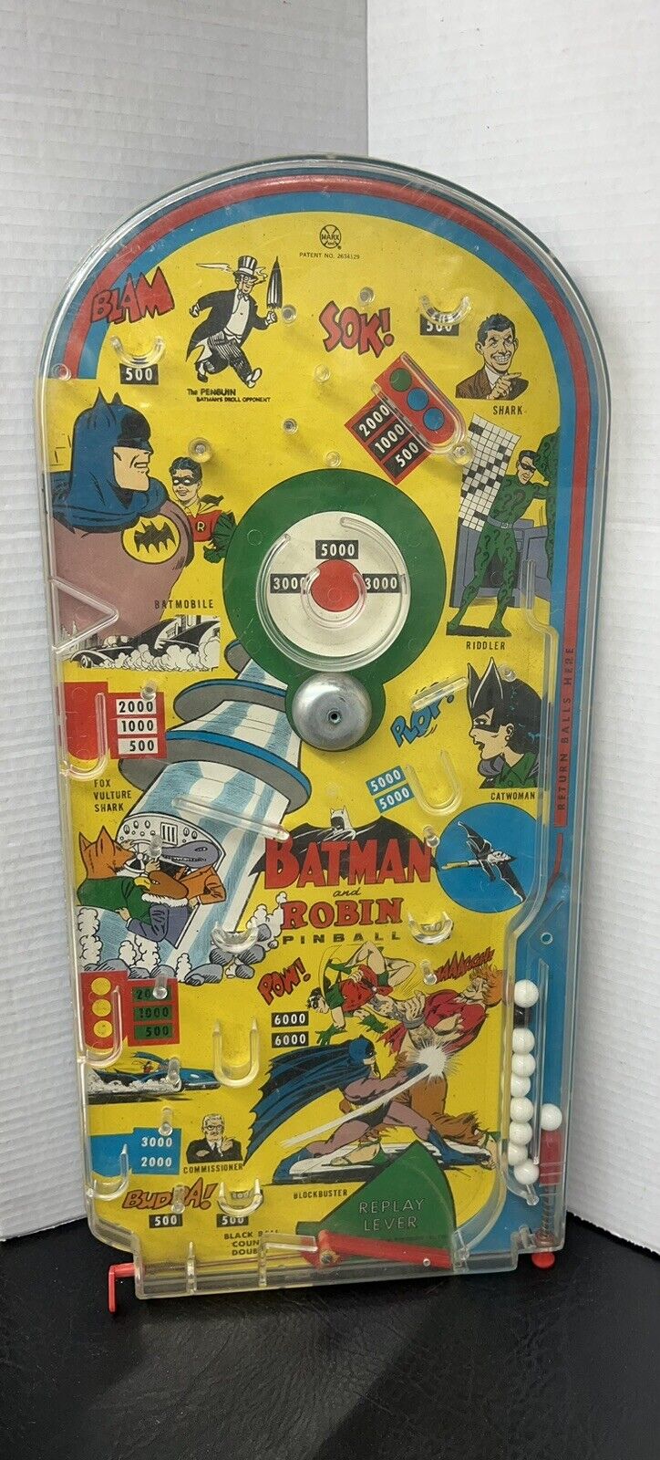 Vtg Marx Batman Robin Pinball Game Table Top Stand Intact Works