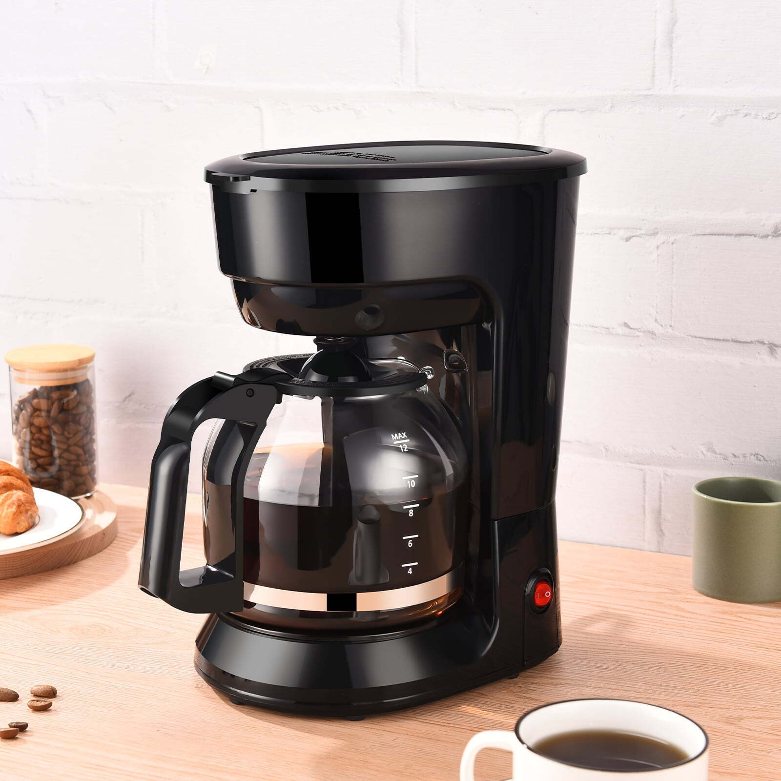 Mainstays 12 Cup Coffee Maker Black, Drip Coffee Maker，Automatic Shut-Off