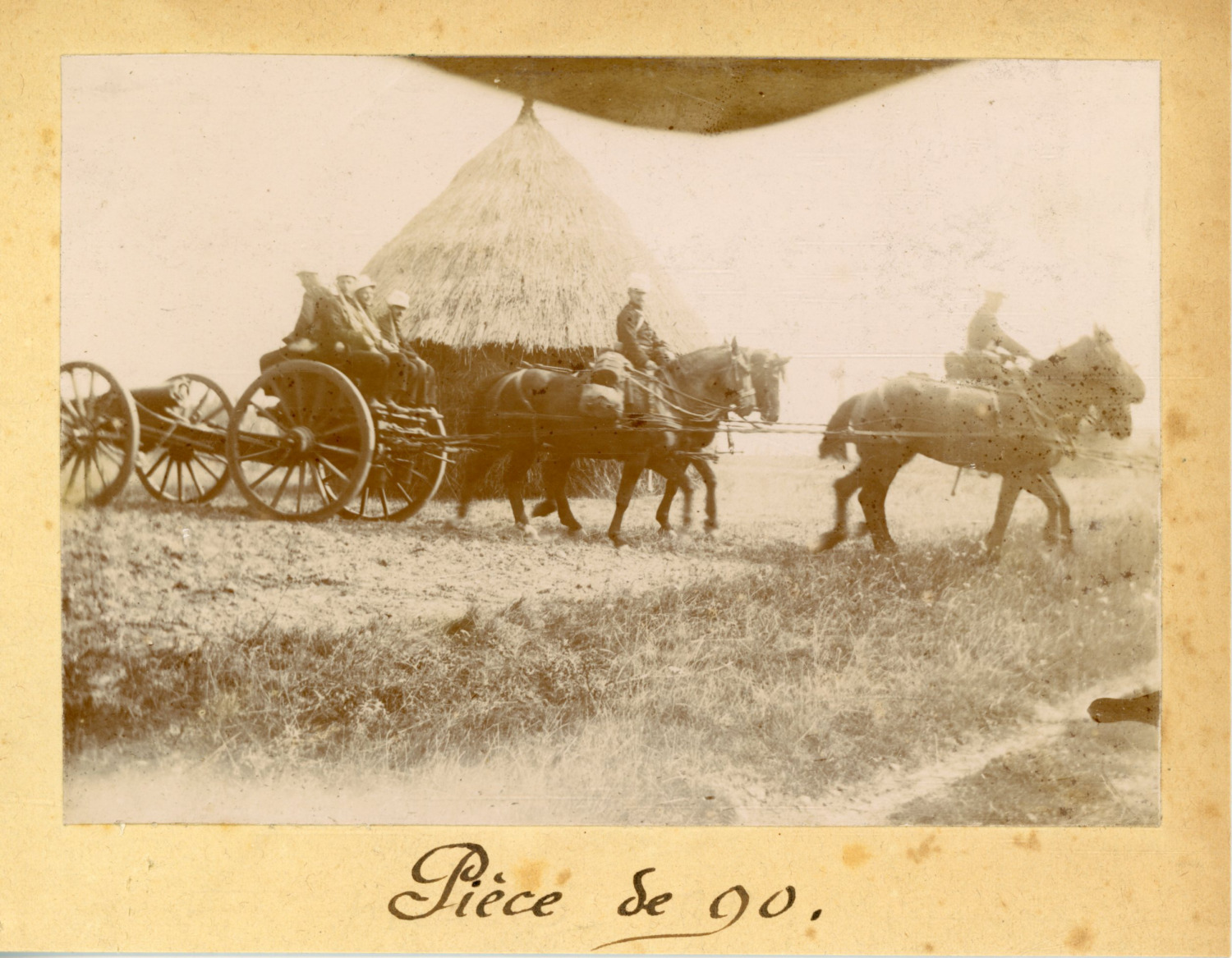 France, Cannon 90mm Horse Drawn, ca.1895, Vintage Citrate Print Vintag