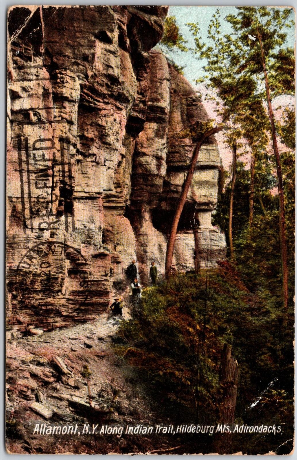 1907 Along Indian Trail Helderberg Mts. Adirondacks Altamont NY Posted Postcard