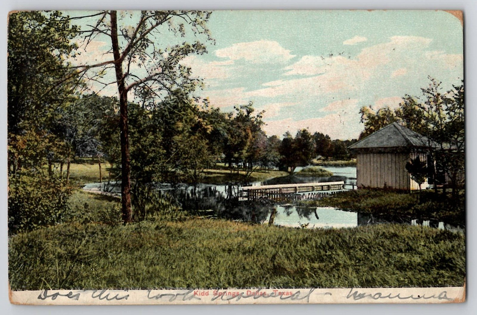 Kidd Springs Park Lake Dallas TX Texas Antique Vtg Postcard c1908-10's
