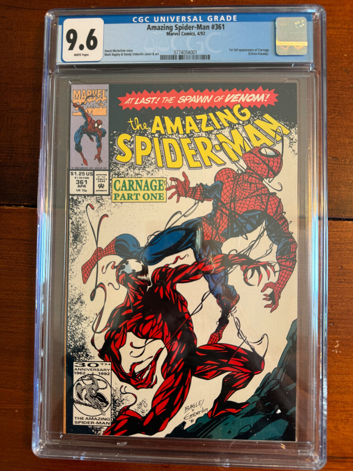 Amazing Spider-Man #361 Marvel 4/92 CGC 9.6 NM+ White Pages 1st app Carnage Key