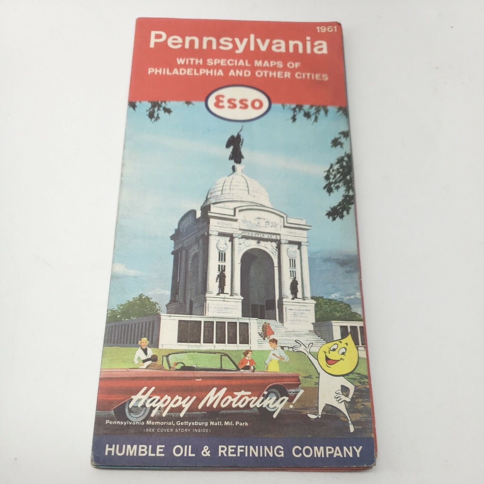 1961 Esso Humble Oil Pennsylvania Map Vintage Ephemera Collectibles