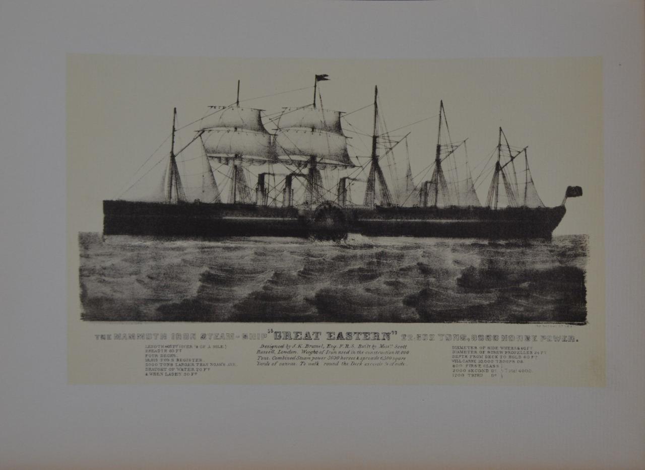 Vintage Maritime Currier & Ives Art Print Steamship Great Eastern Printed 1930