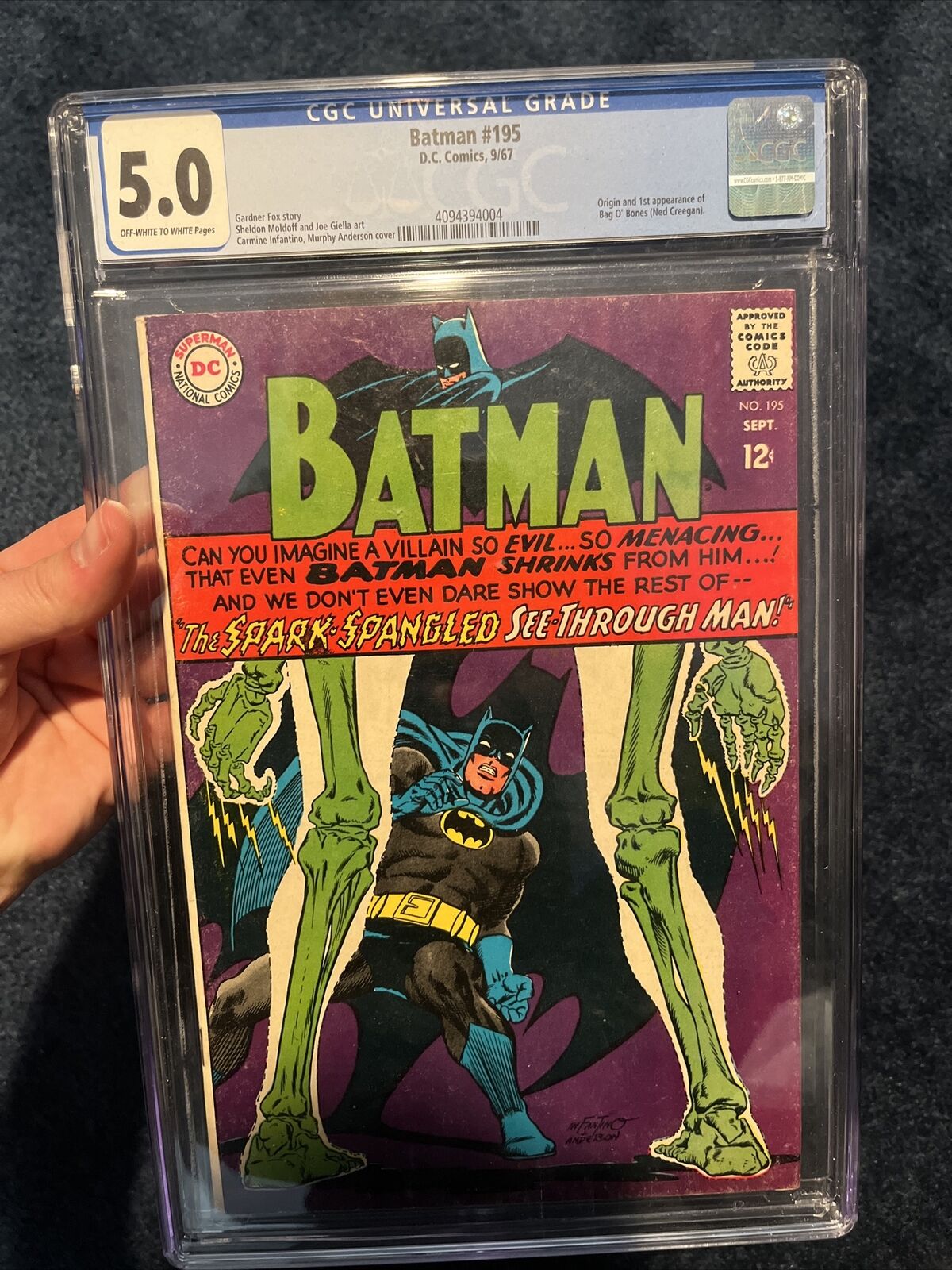 RARE Batman CGC Graded Comic #195 (1967) OFF-WHITE to WHITE Pages