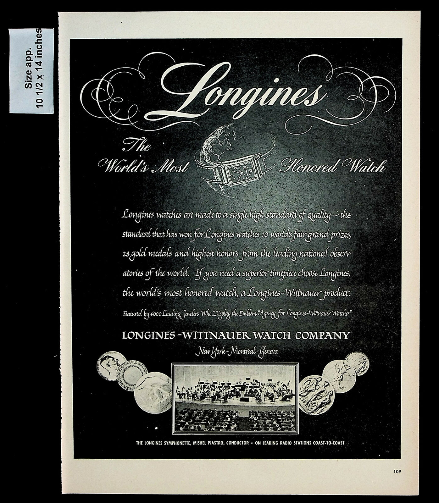 1947 Longines-Wittnauer Watch Company Jewelry Men Women Vintage Print Ad 30630