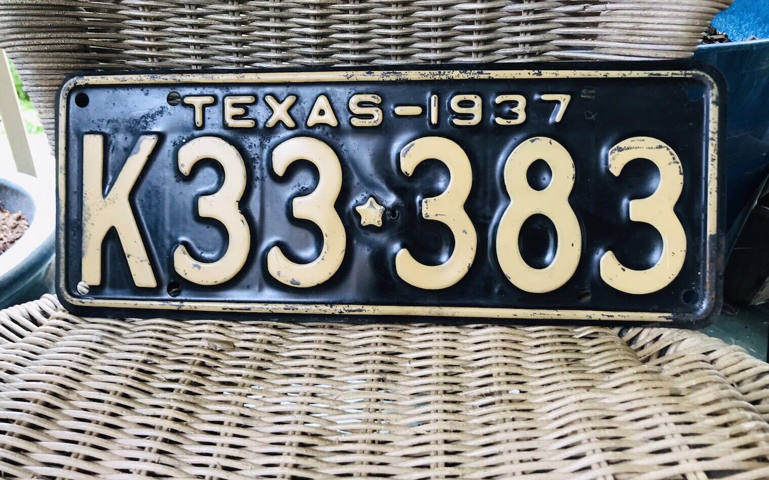 Texas 1937 license plate Lone star state