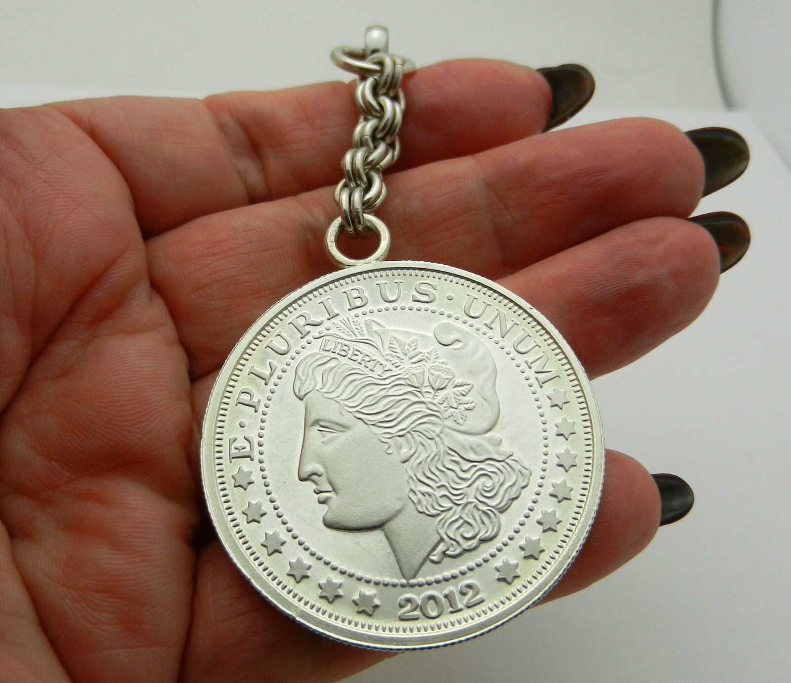 E PLURIBUS UNUM 2012 ONE Troy UNCE .999 silver COIN KEYCHAIN