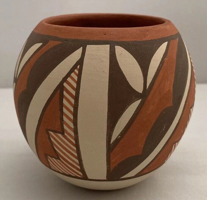 Native American Acoma Pueblo Pottery - Handmade Traditional 3” Polychrome Pot