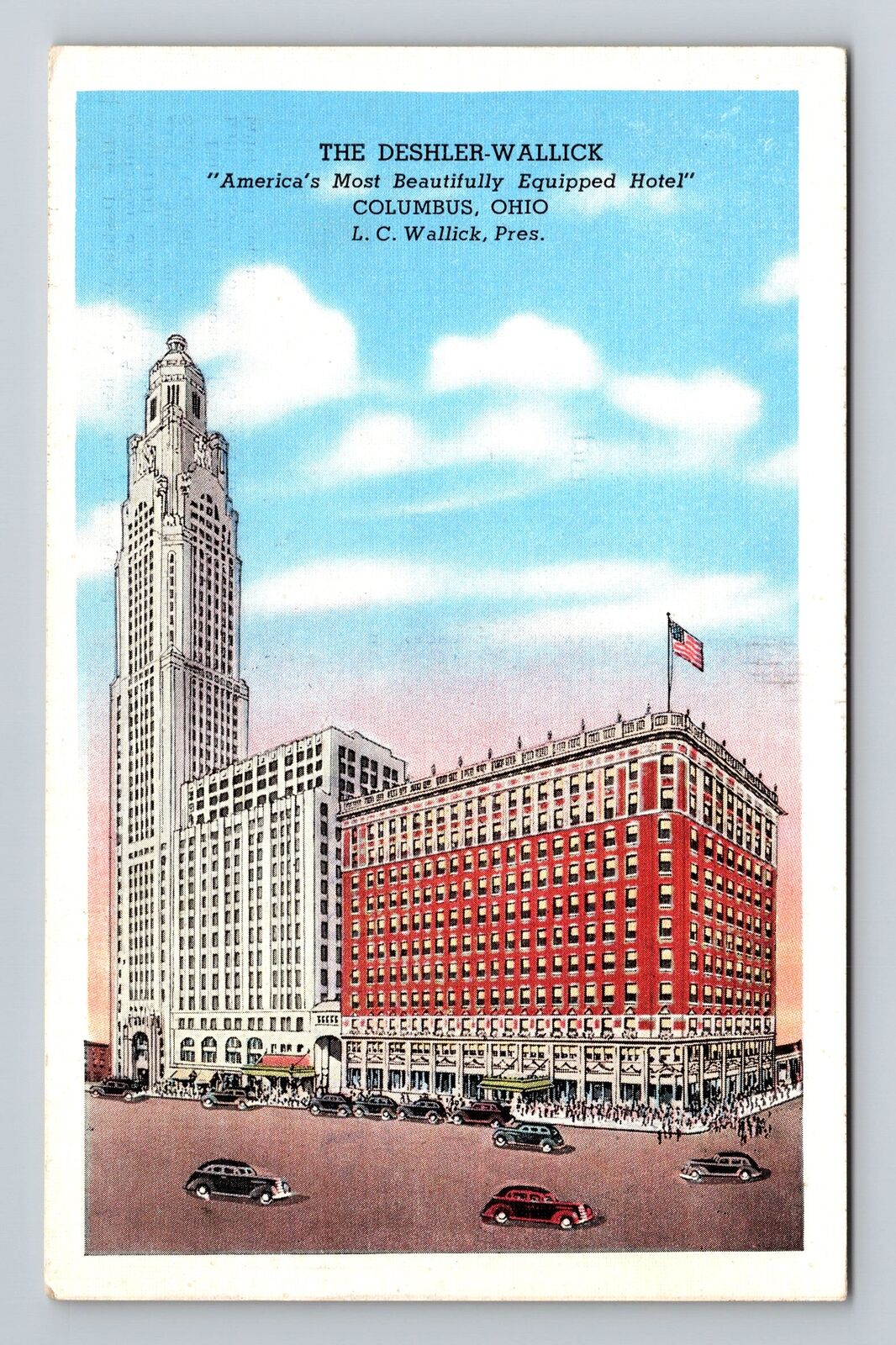Columbus OH-Ohio, The Deshler Wallick, Hotel, Vintage Postcard