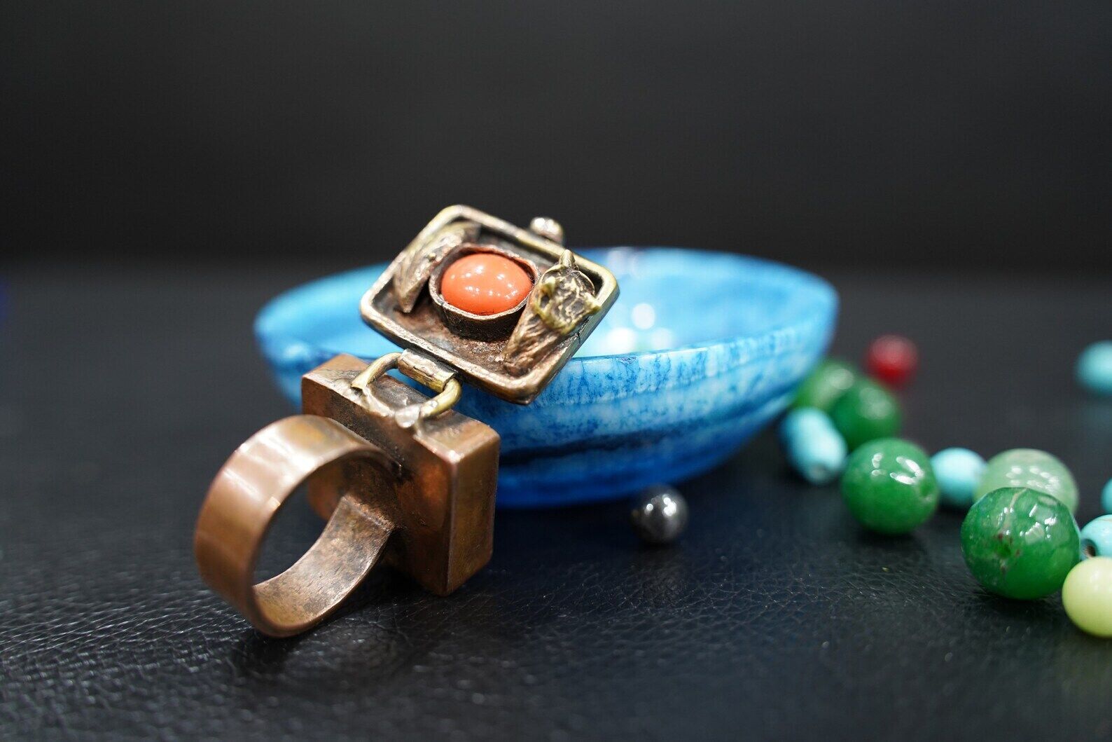 Echoes of Egypt: Enchanting Copper Ring with Ancient Egyptian Embellishments