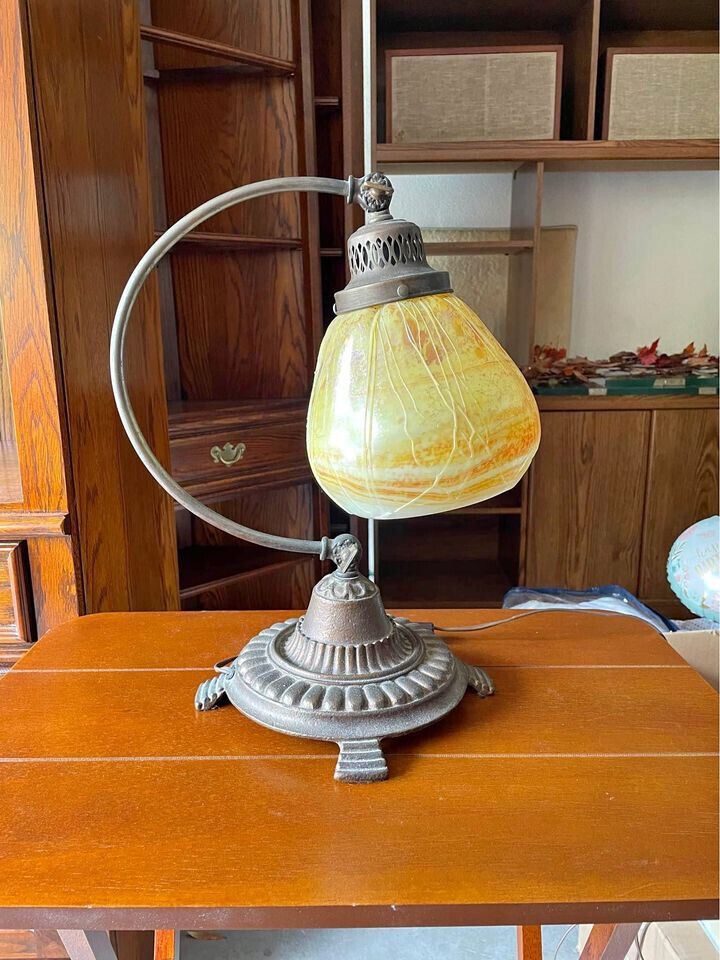 Vintage Antique Glass Desk Lamp