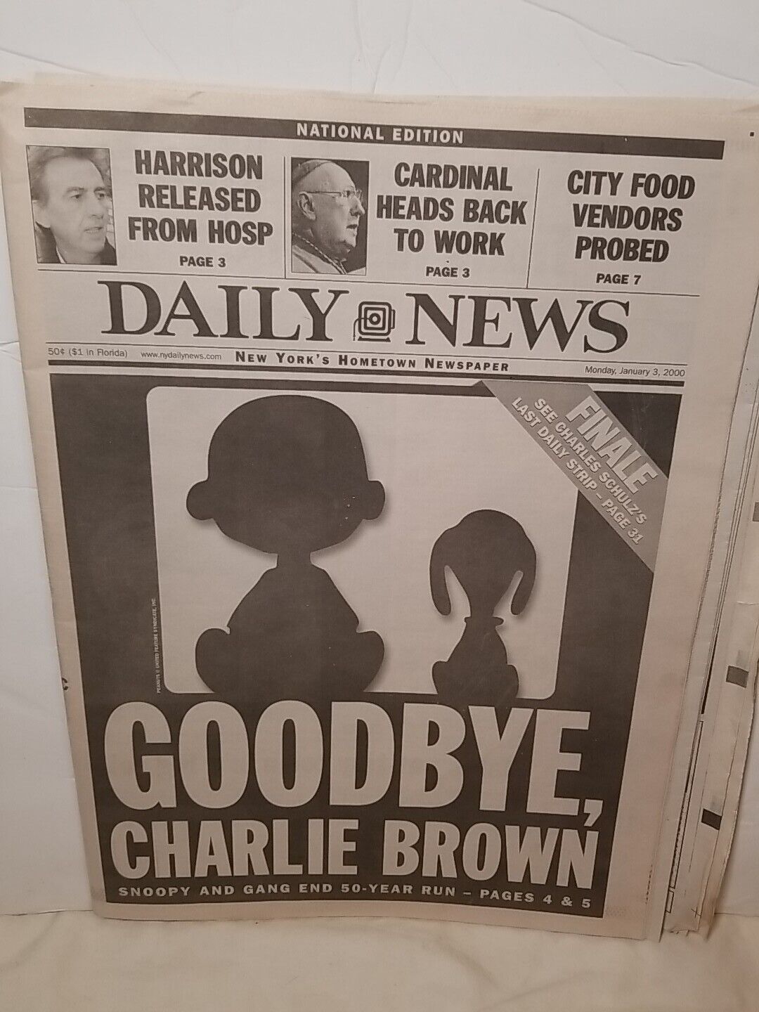 Vintage 2000 Daily news Goodbye Charlie Brown