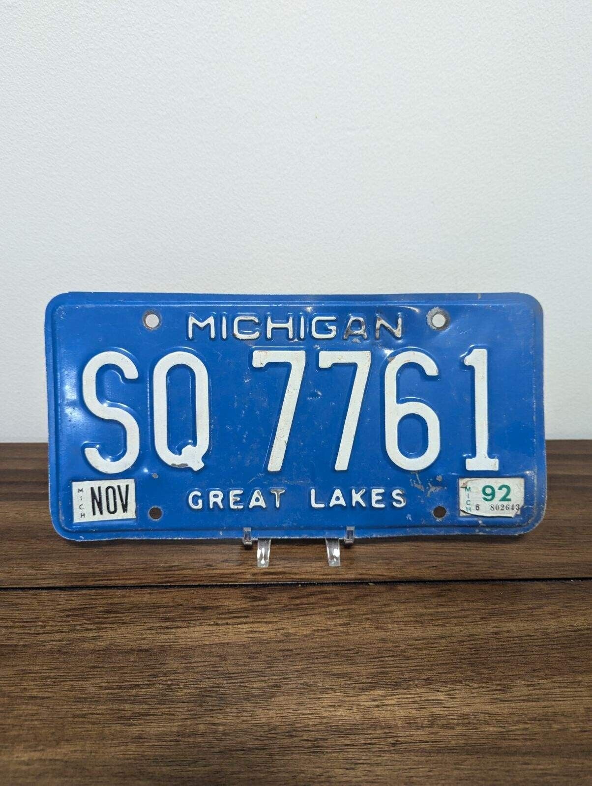 1992 Michigan License Plate # SQ 7761 Great Lakes