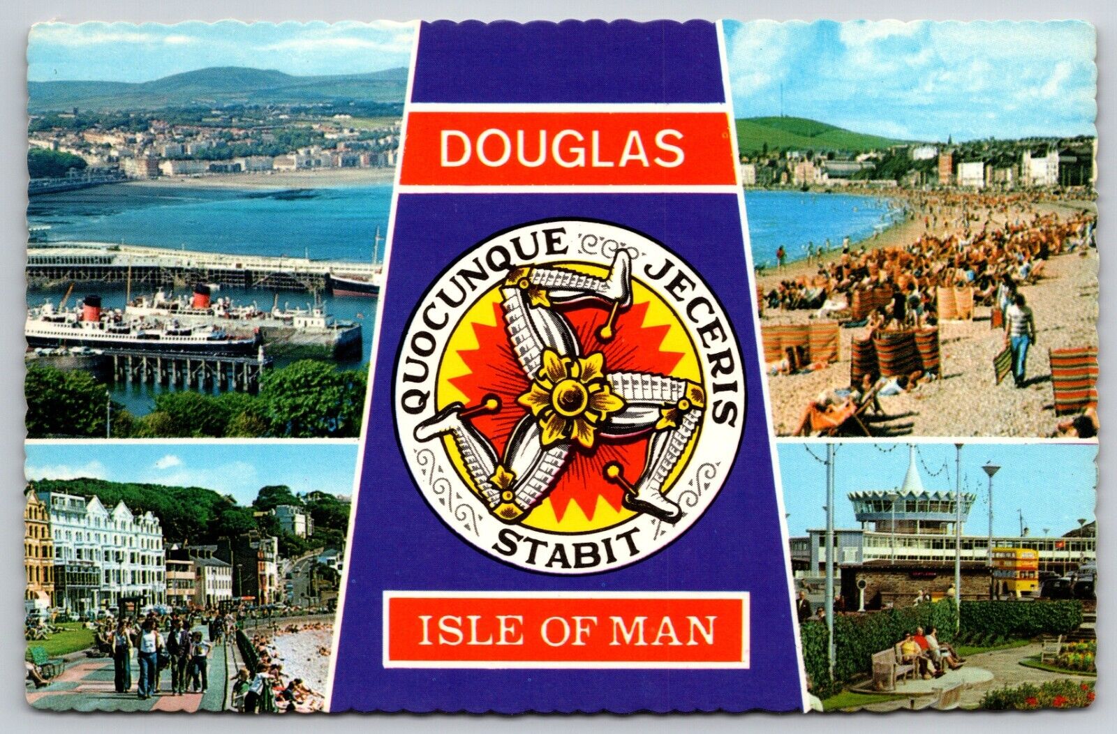Postcard Douglas Isle of Man Buildings and People