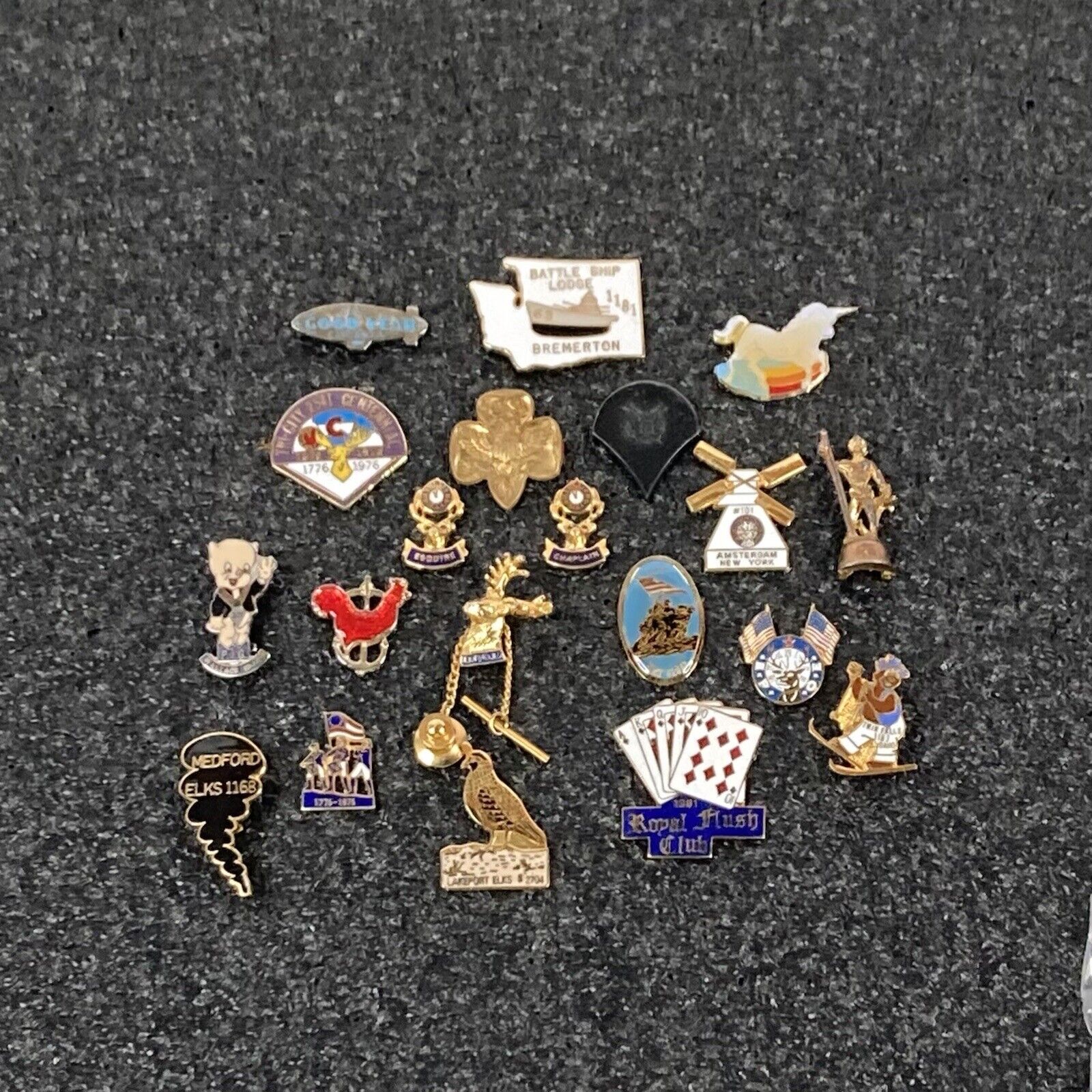 Elks Lodge Military Scouts Masons Goodyear BPOE Pins Lot of 20 Vintage Lapels