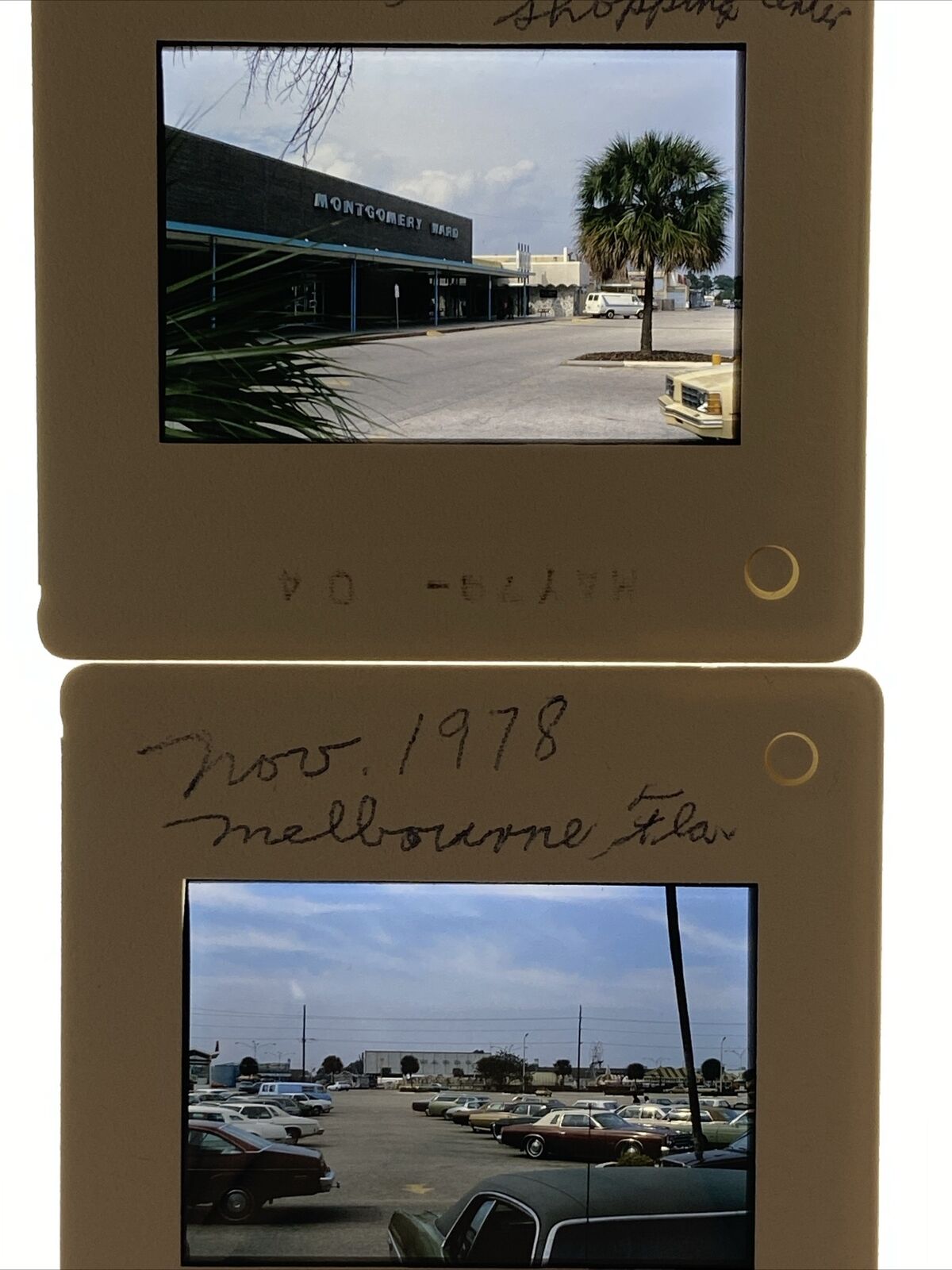 (2) 1978 Montgomery Ward Melbourne FL Parking Lot Cars 35mm Original Slide