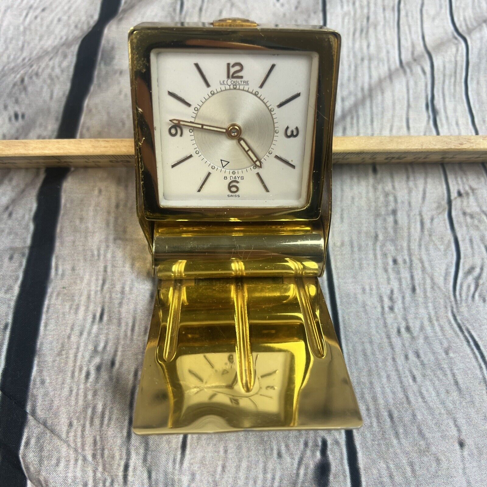 Vintage LeCoultre Swiss Travel Alarm 8 Day Clock, Not Tested