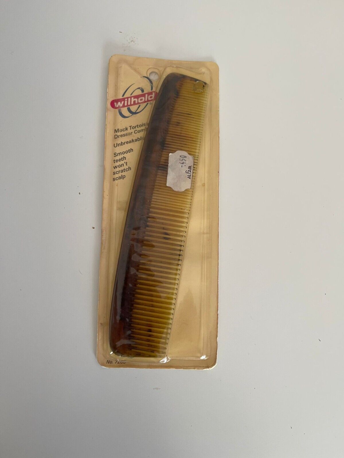 Vintage Wilhold Brown Smooth Teeth Old Stock Hair Comb #17801 New Tortoise