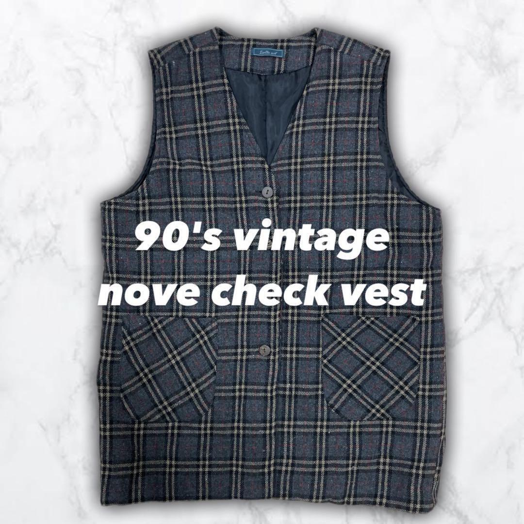 Vest Jacket Check Vintage Size L