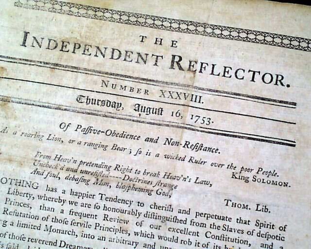 Rare 18th Century COLONIAL NEW YORK Short Lived Publication 1753 Old Newspaper