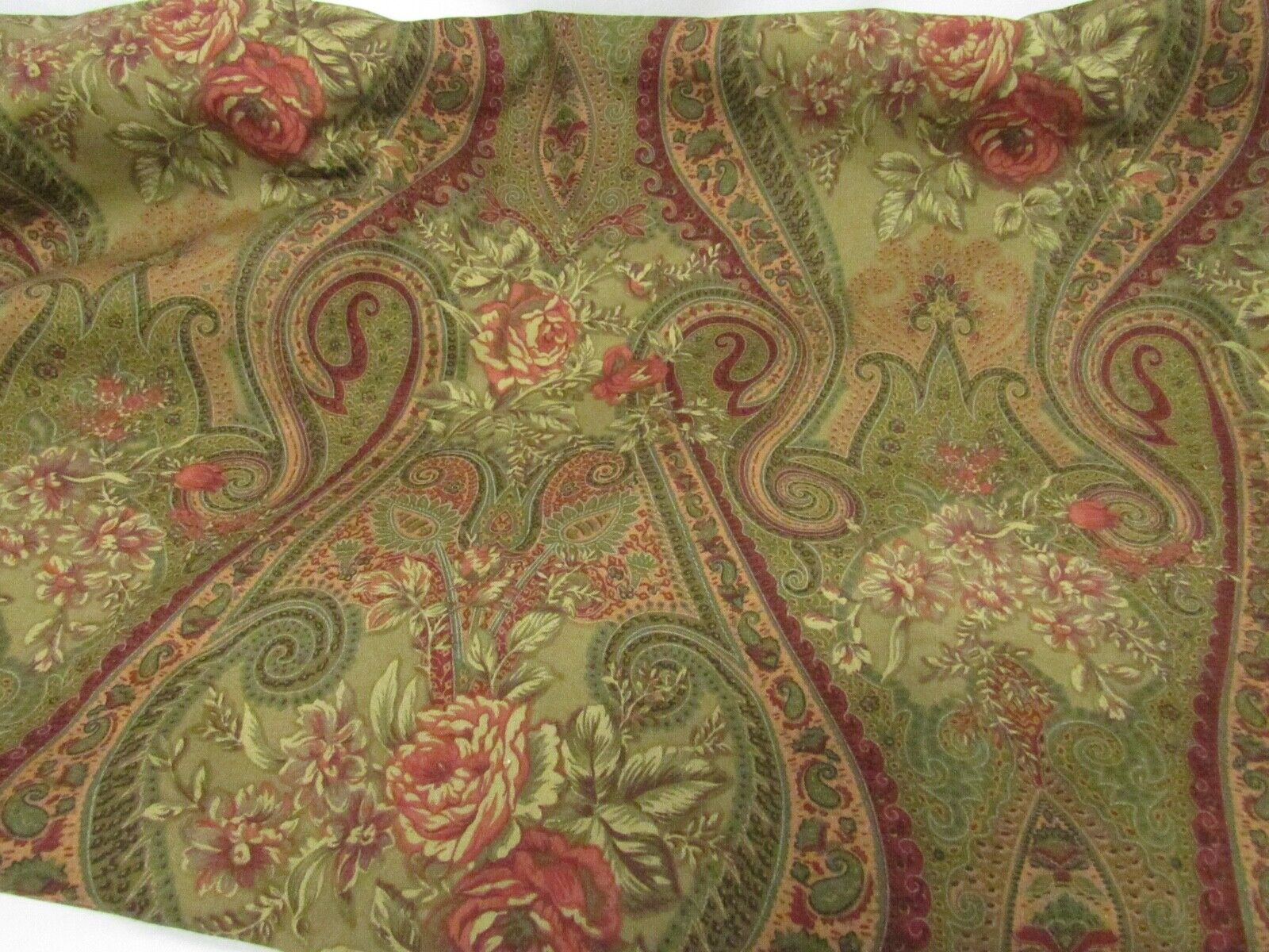 VTG Ralph Lauren Home Decor Fabric Paisley Floral Brown 3 YDS English Country