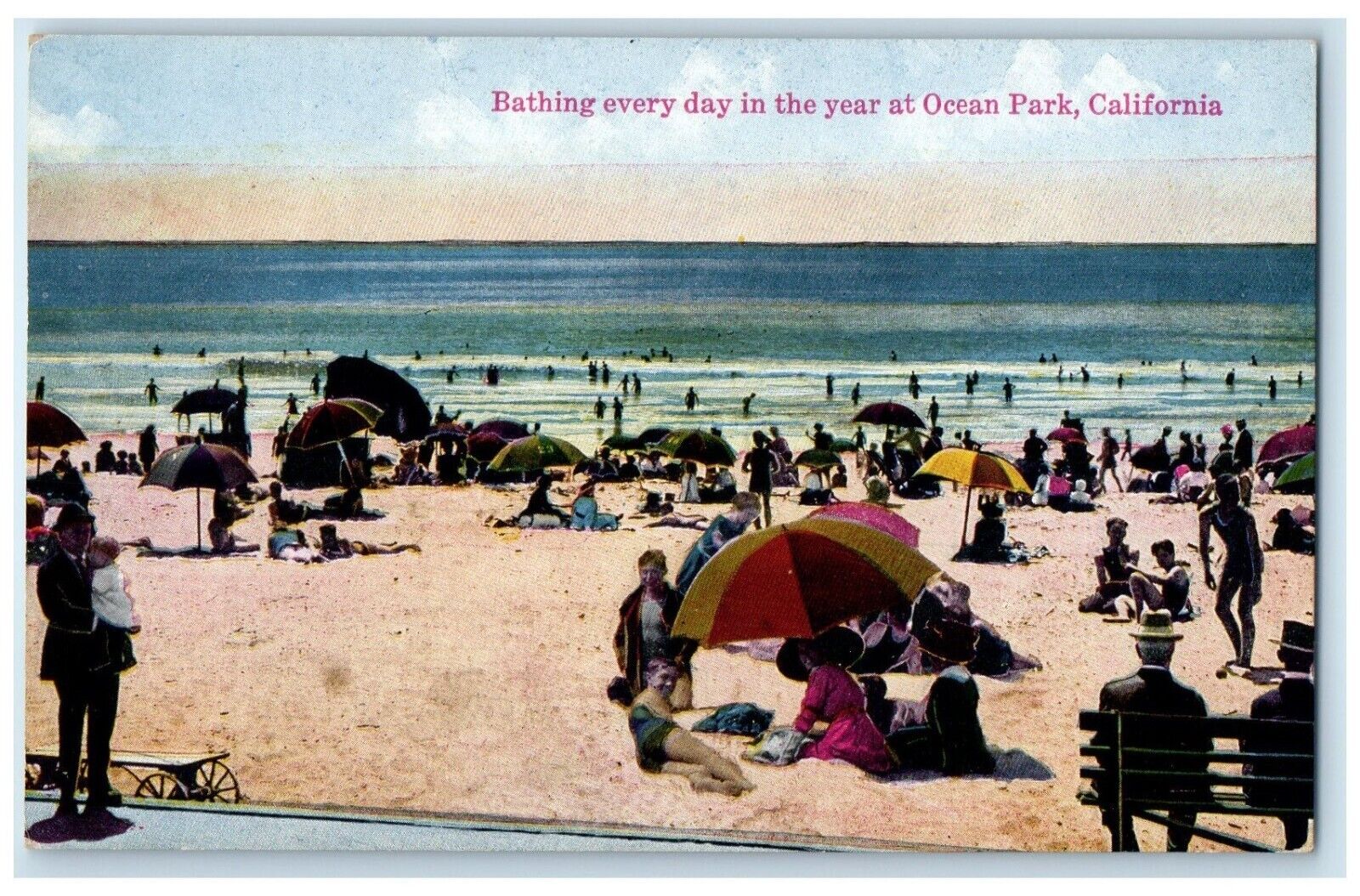 c1930's Bathing Everyday In The Year At Ocean Park California CA Postcard