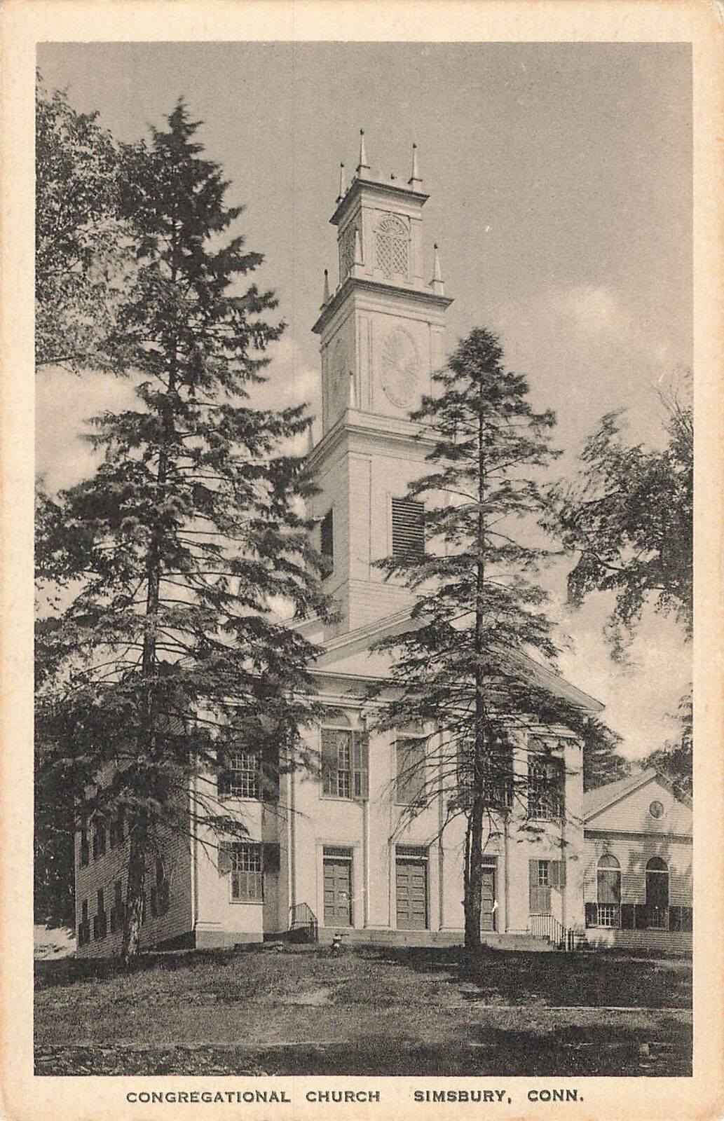 Vintage Postcard Exterior View Congregational Church Simsbury Connecticut