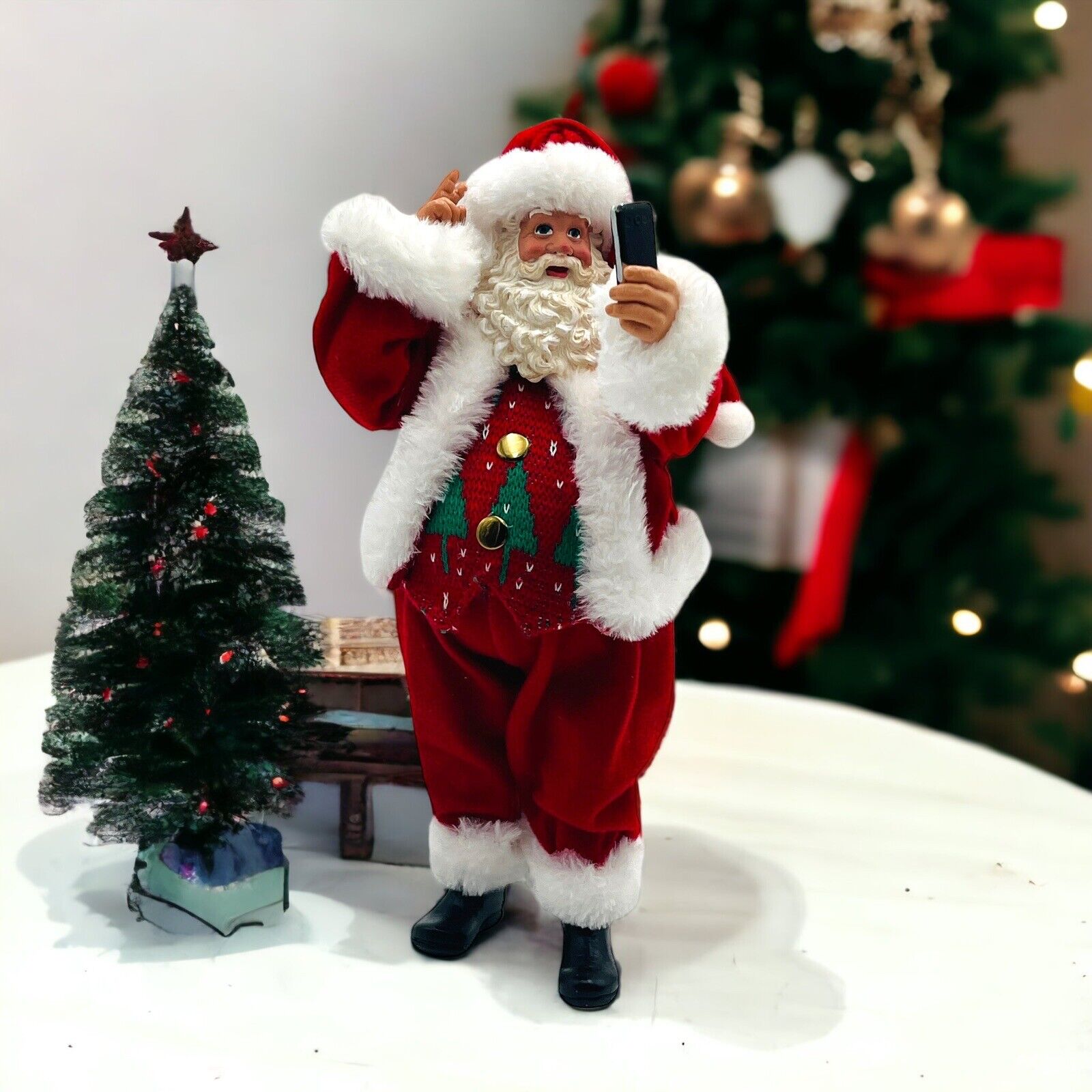 Santa Claus Figure Santa Takes a Selfie with Smart Phone 10.5”