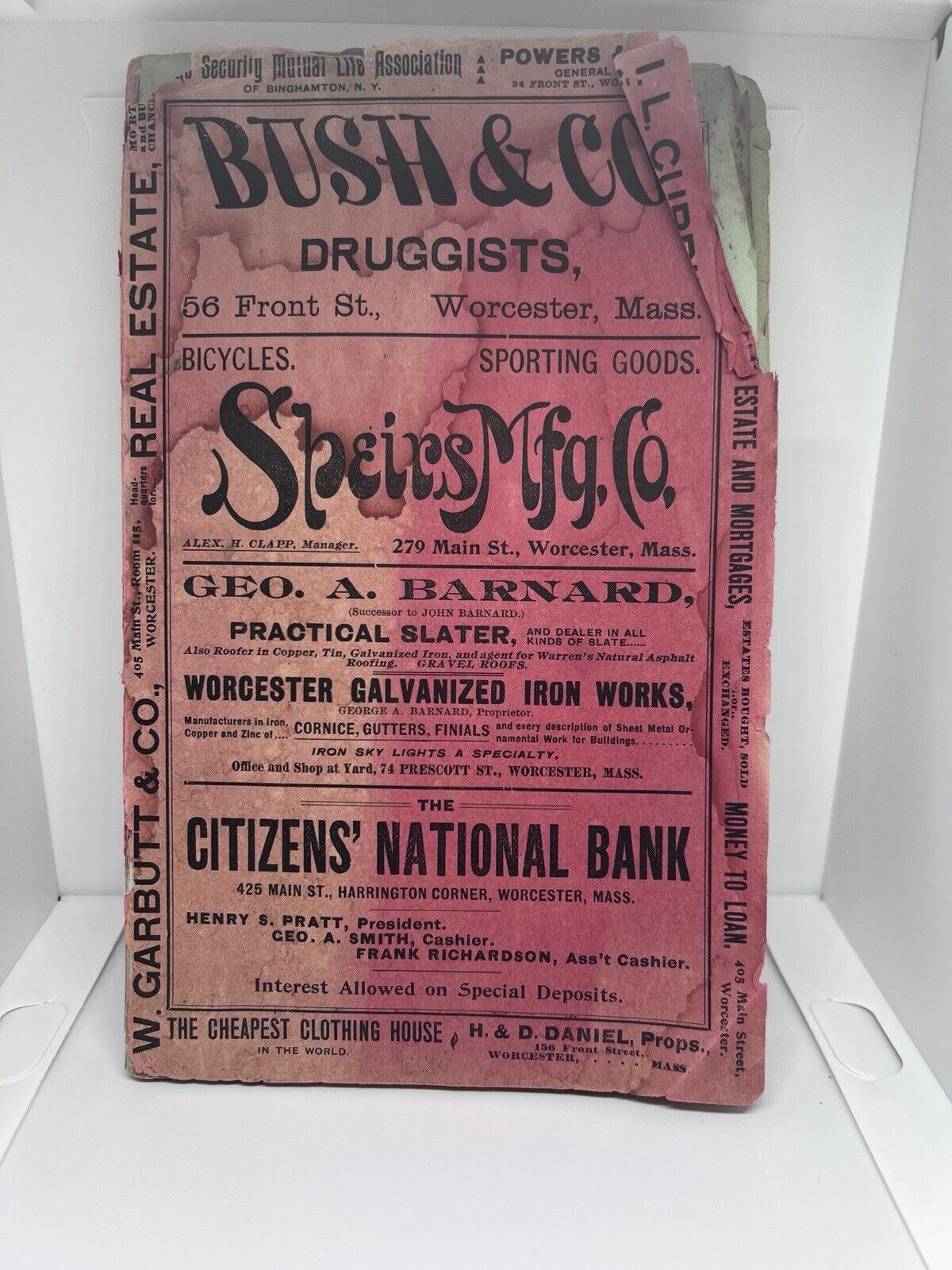 c.1896 Worcester Massachusetts MA Suburban Directory Advertising Book Antique