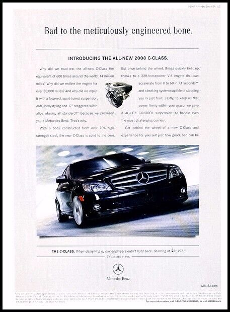 2008 Mercedes Benz C300 Sport Original Advertisement Car Print Ad D80