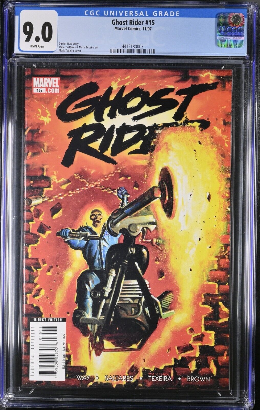 Ghost Rider #15 2007 [Marvel] Mark Texeira Cockling Cover 9.0 CGC