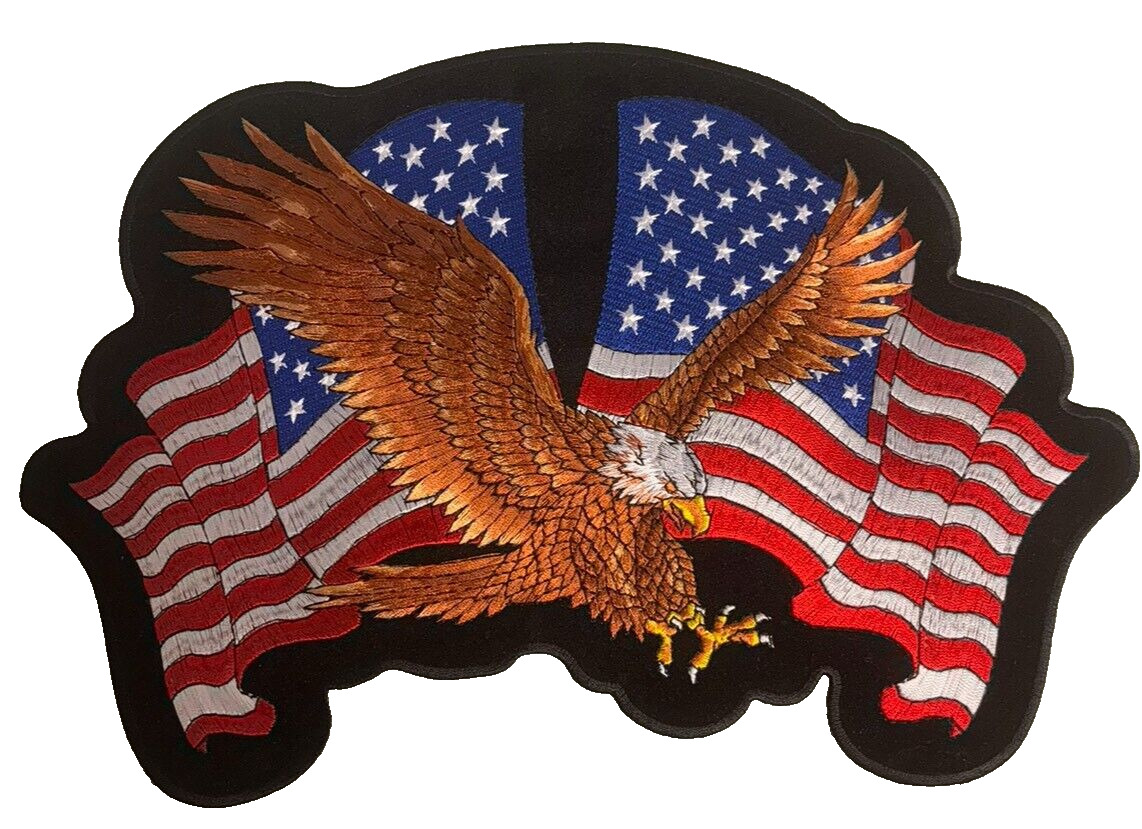 American Eagle 12x8 inch Large Biker Back Patch IRON ON