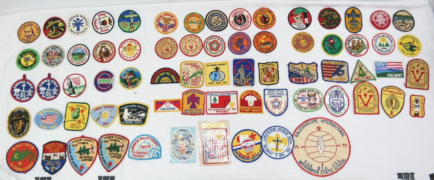 Vintage 1970s Boy Scout Patches Lot Mixed Lot of 70 Patches   AL