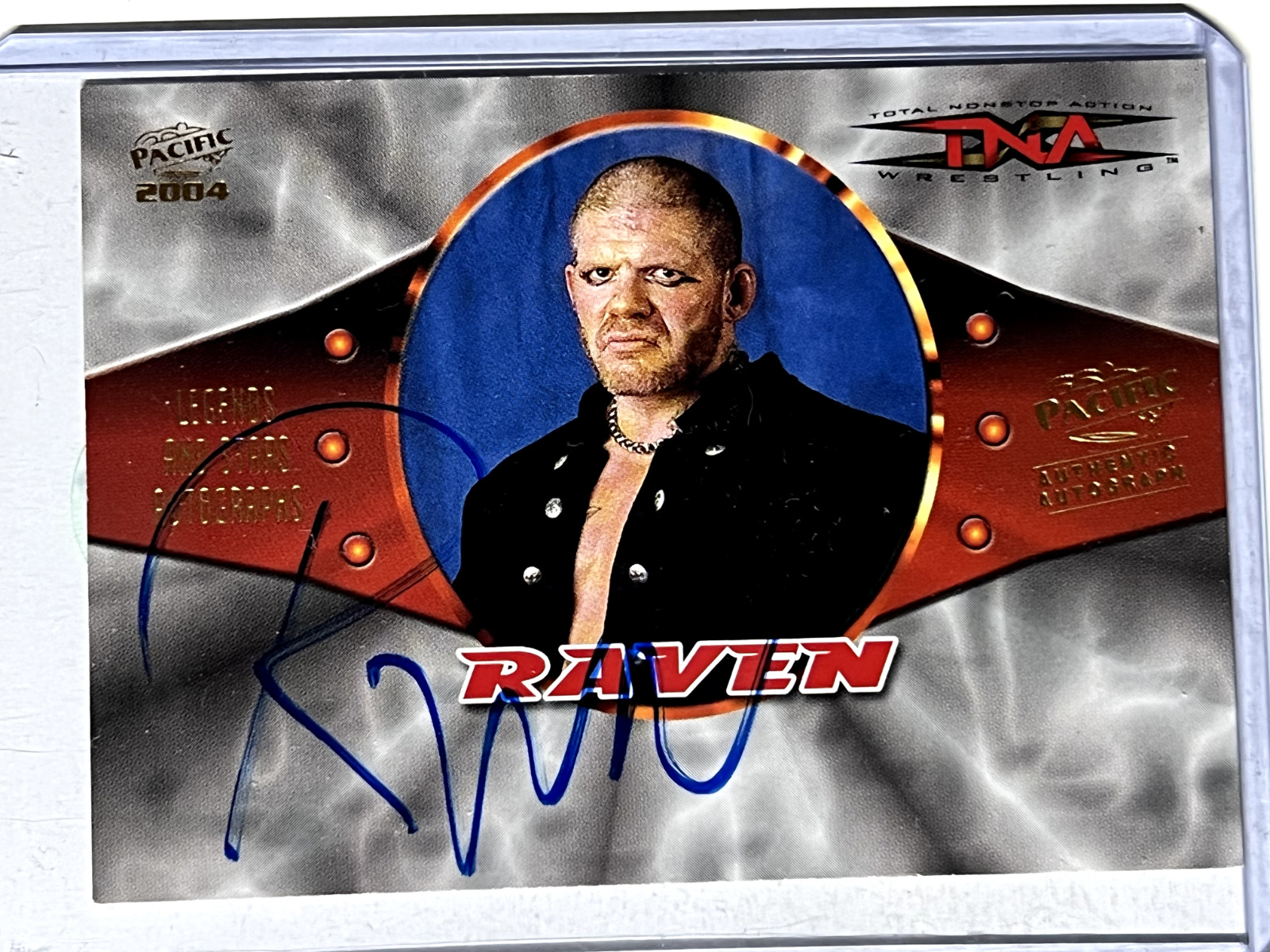2004 Pacific TNA Raven Legends & Stars Autograph Blue Ink