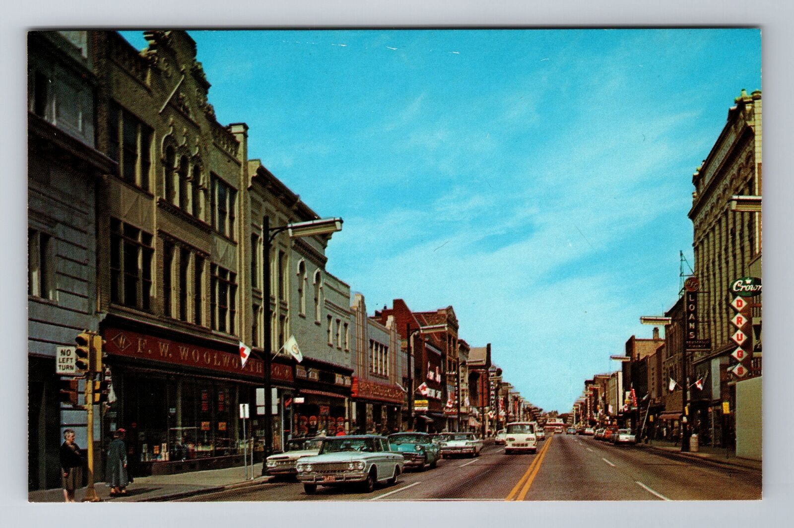 Racine WI-Wisconsin, Main Street, Advertising, Antique Souvenir Vintage Postcard
