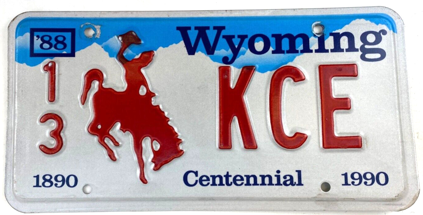 Wyoming 1988 License Plate Vintage Auto Converse Co Cave Wall Decor Collector