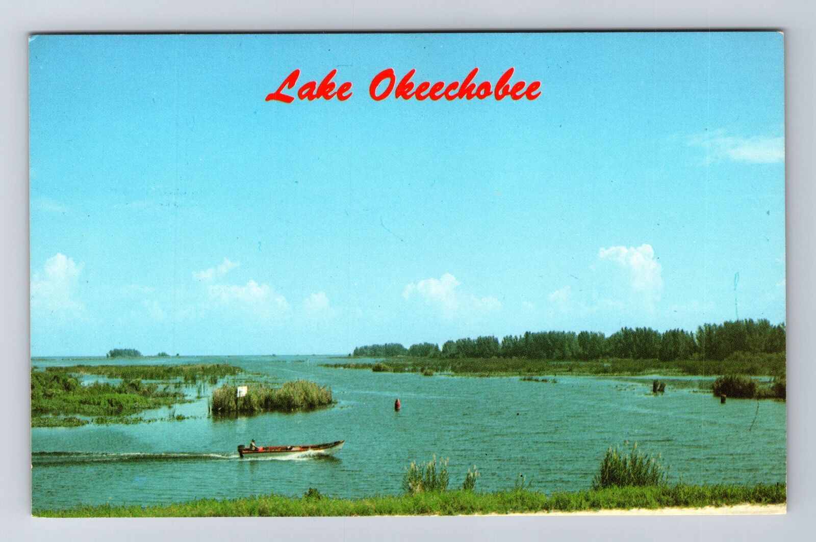 Clewiston FL-Florida, Boating on Lake Okeechobee, Antique Vintage Card Postcard