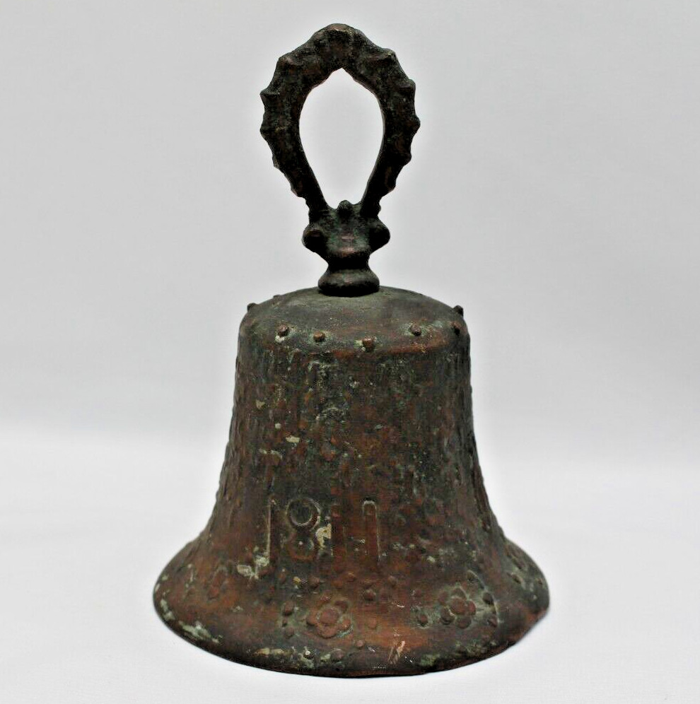 Antique 1811 Mexico Independence Bronze Hand Bell 6.75\