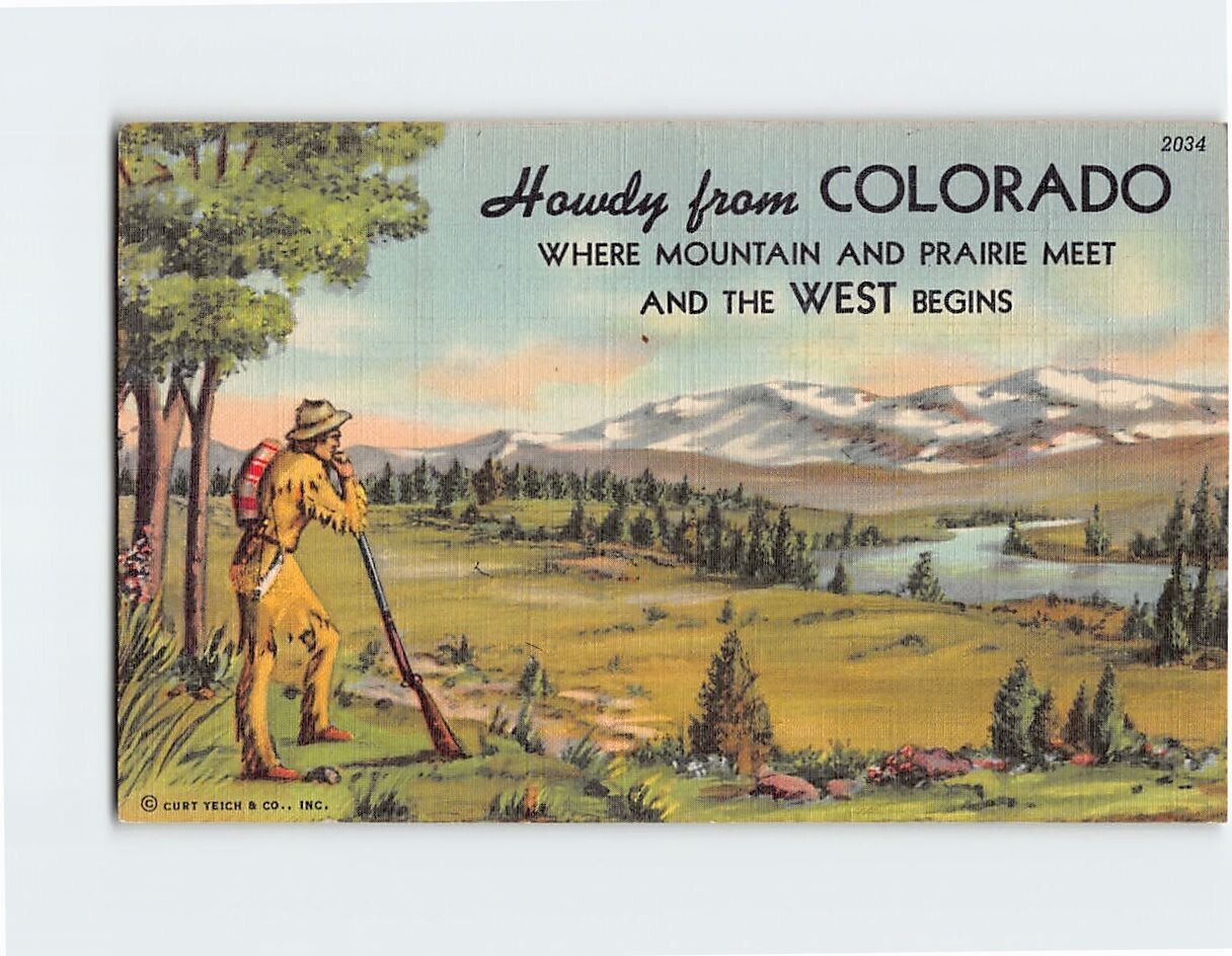 Postcard Where Mountain & Prairie Meet & The West Begins, Howdy From Colorado