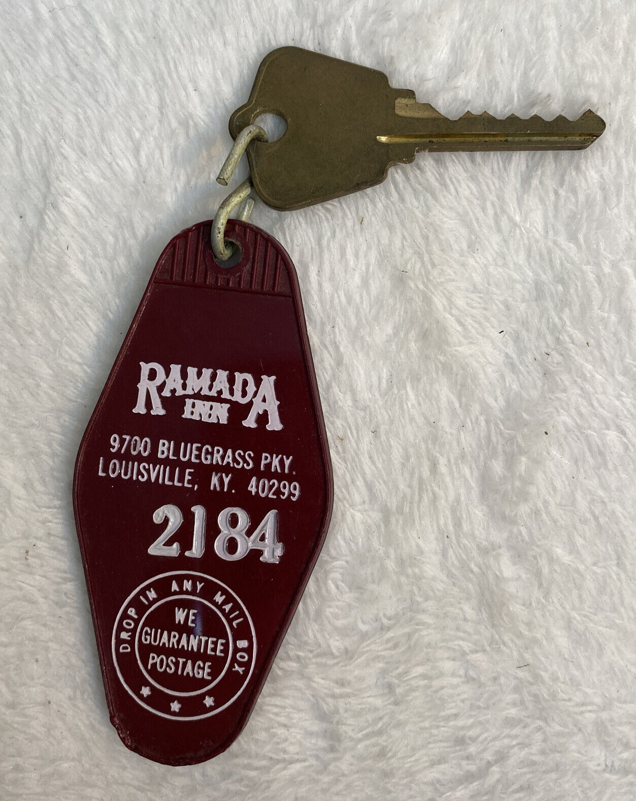 Vintage Motel Room Key & Fob Ramada Inn Louisville, KY Hotel Room #2184