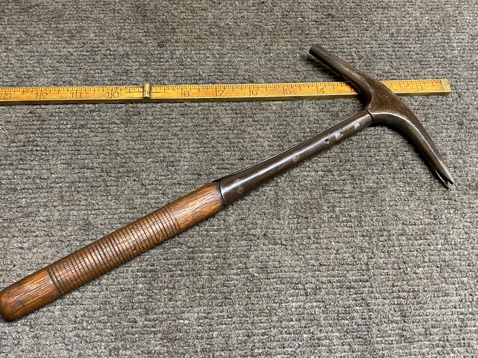 Vintage 8 Oz Saddle Makers Hammer With Wooden Beehive Handle Unbranded 