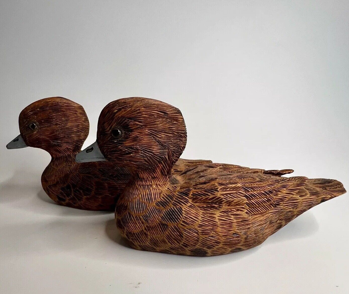 Vintage Pair Hand Carved Decoy Ducks J. Noble Mentzler Mini 6” Bufflehead 1986